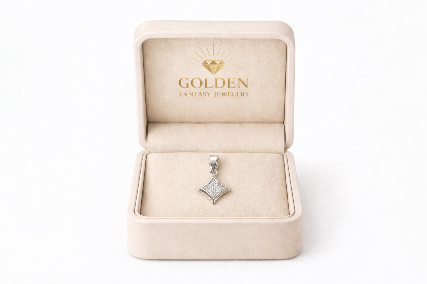 10K White Gold Star Charm 0.05 ct Natural Diamond