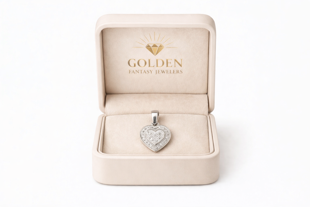 10K White Gold Heart Charm 0.20 ct Natural Diamond