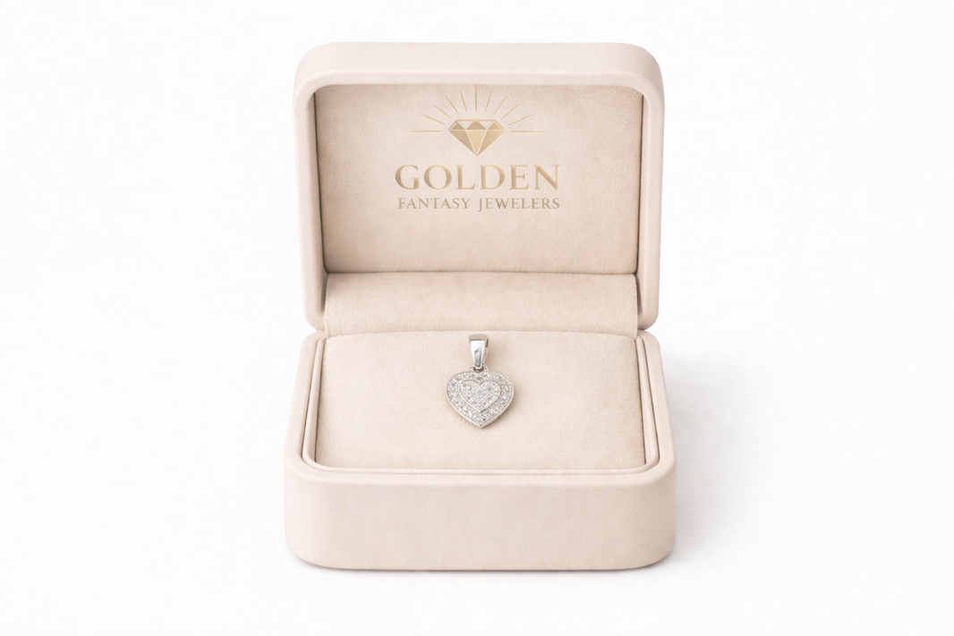 10K White Gold Heart Charm 0.10 ct Natural Diamond