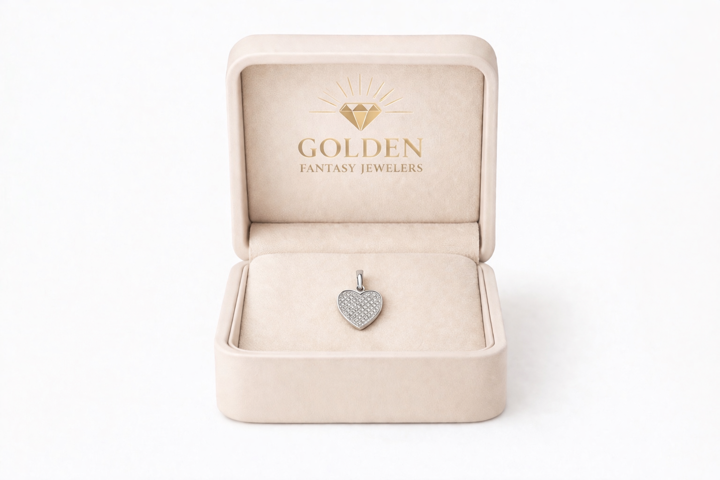 10K White Gold Heart Charm 0.05 ct Natural Diamond