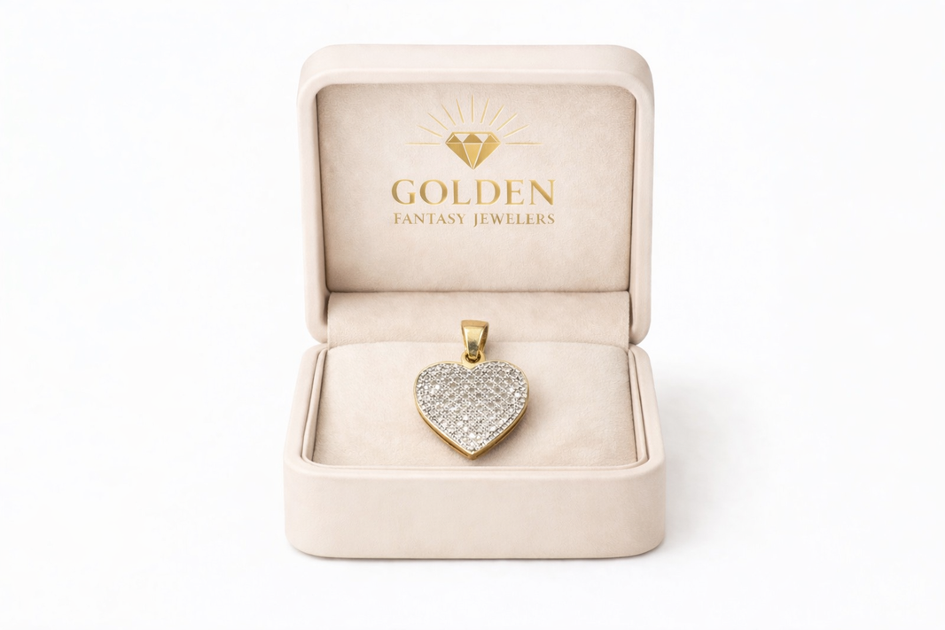 10K Two-Tone Gold Heart Charm 0.25 ct Natural Diamond