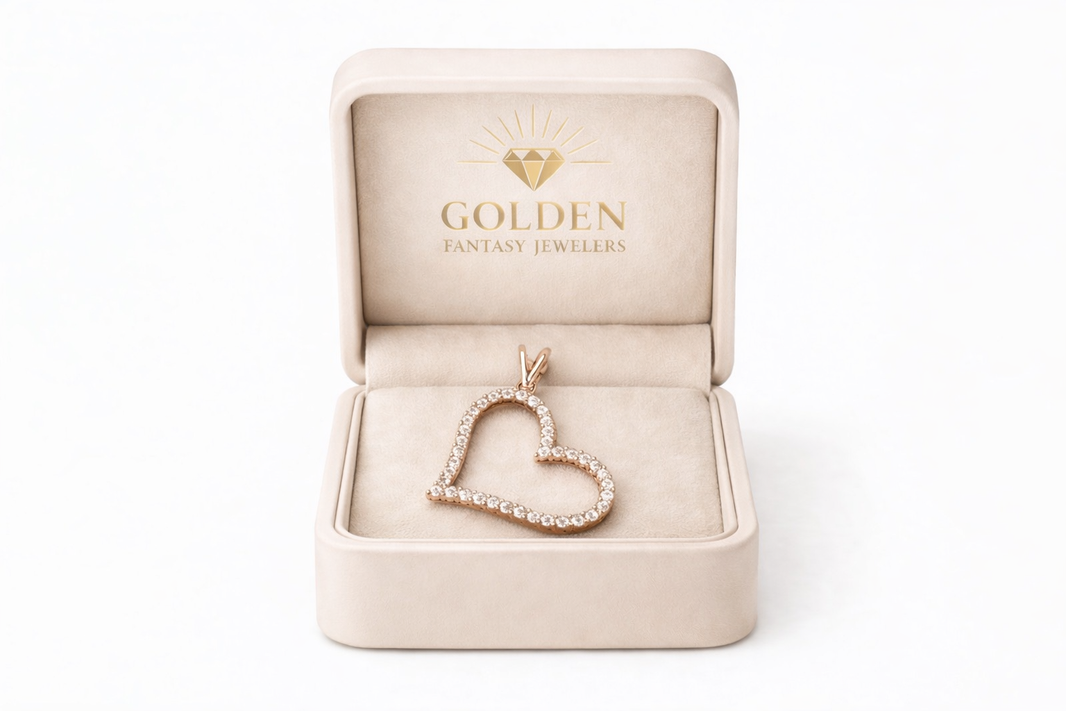 10K Rose Gold Heart Charm 0.50 ct Natural Diamond