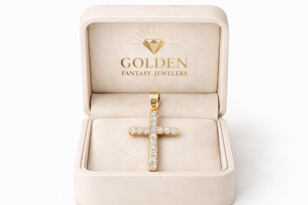 14K Rose Gold Cross Charm 2.22 ct Natural Diamond