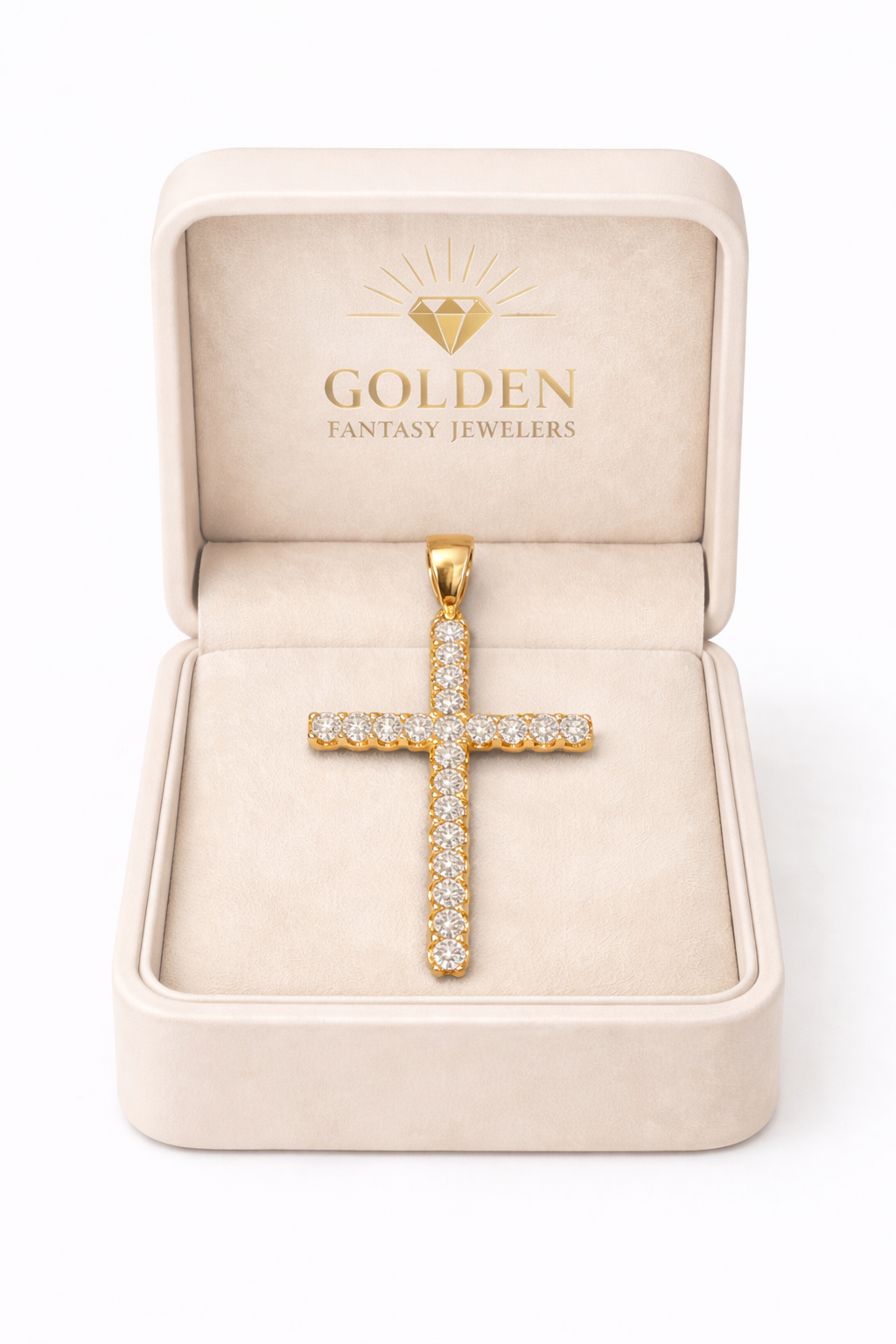 14K Yellow Gold Cross Charm 2.75 ct Natural Diamond