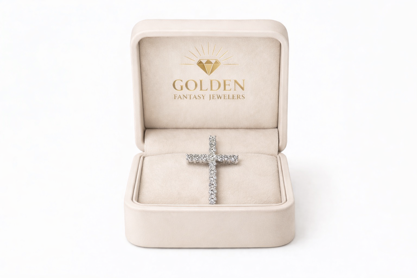 14K White Gold Cross Charm Round 1.00 ct Lab Grown Diamond