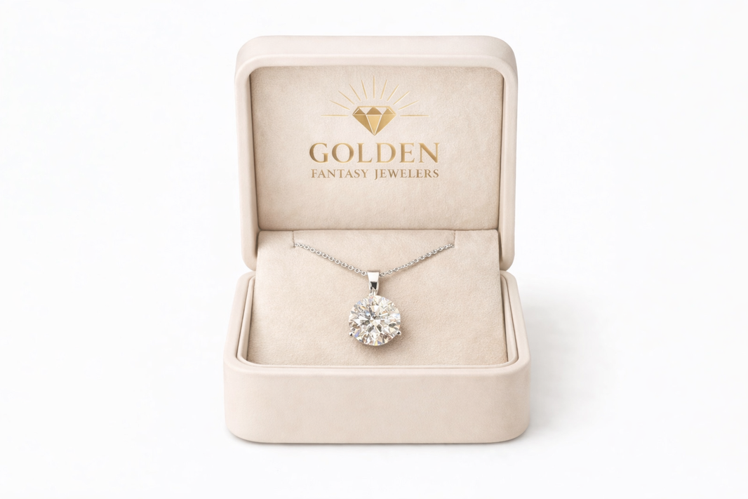 14K White Gold Round Charm/Chain 2.00 ct Lab Grown Diamond