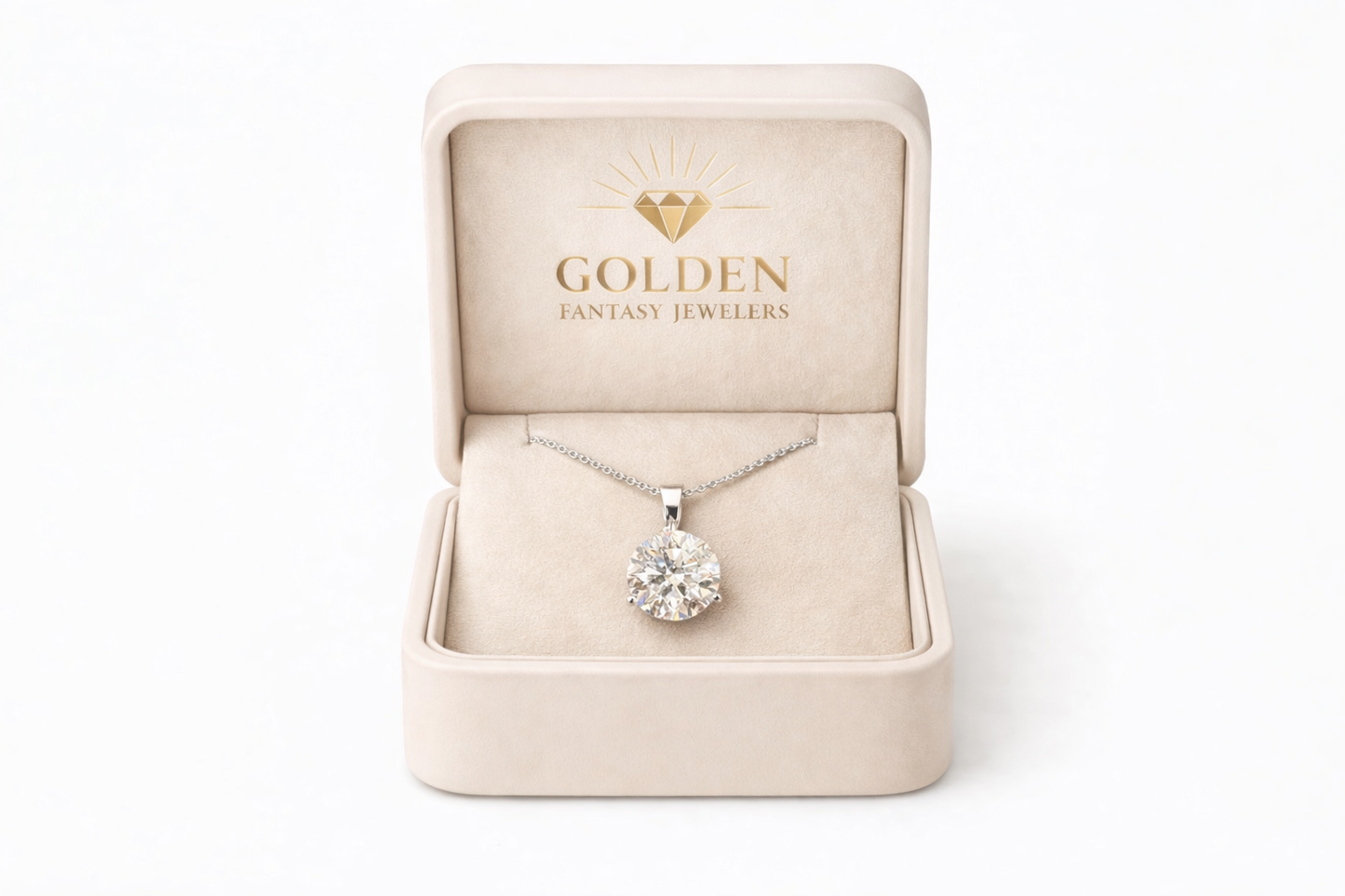 14K White Gold Round Charm/Chain 2.00 ct Lab Grown Diamond