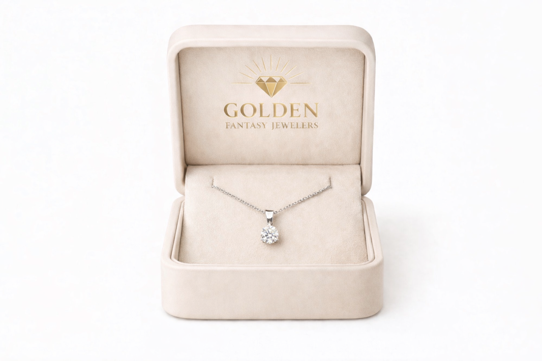 14K White Gold 4.50mm Charm/Chain Round 0.50 ct Lab Grown Diamond