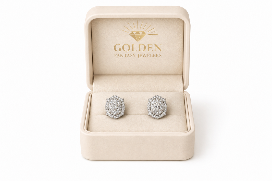 Sterling Silver Oval Halo Earrings 2.00 ct Lab Grown Diamond