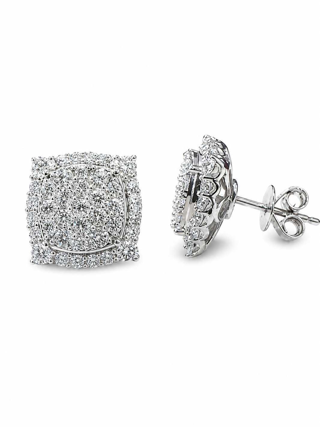 Sterling Silver Round Halo Earrings 2.00 ct Lab Grown Diamond