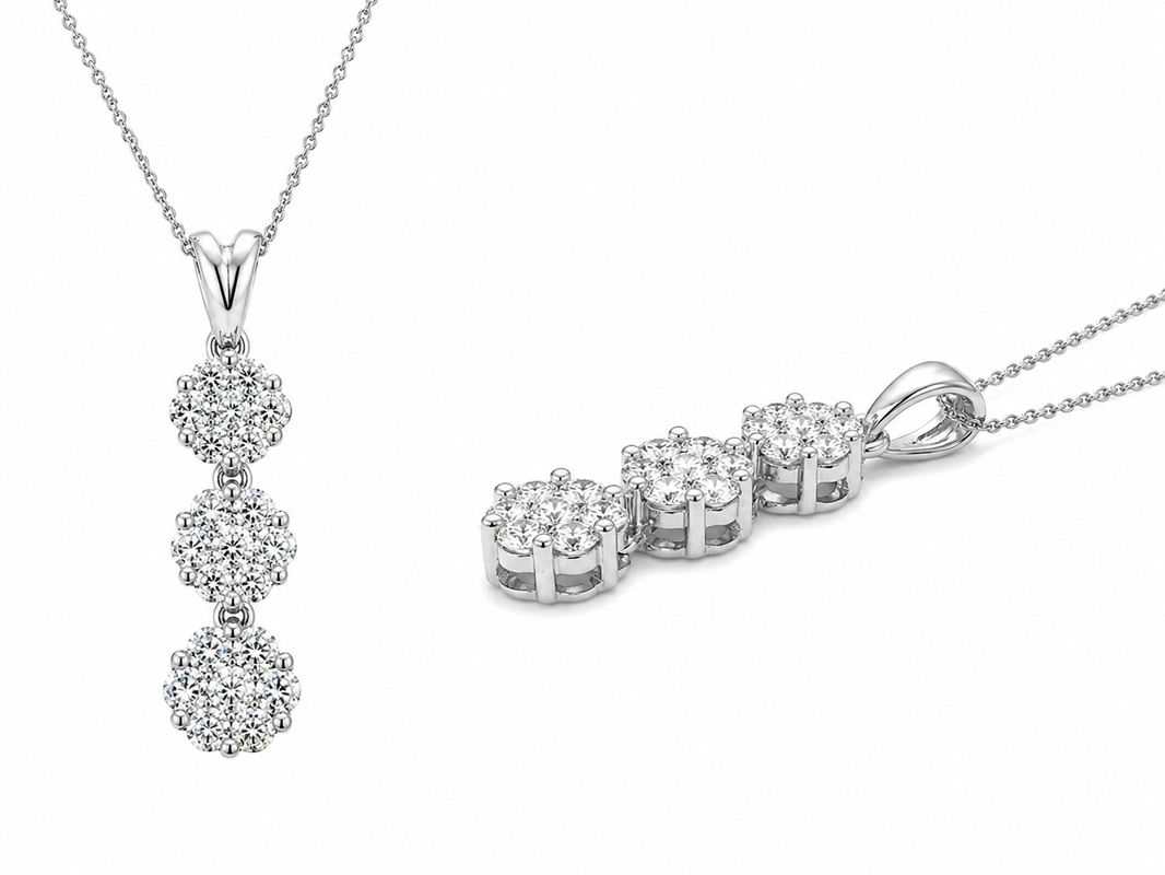 Sterling Silver Round Stack Charm/Chain 2.00 ct Lab Grown Diamond