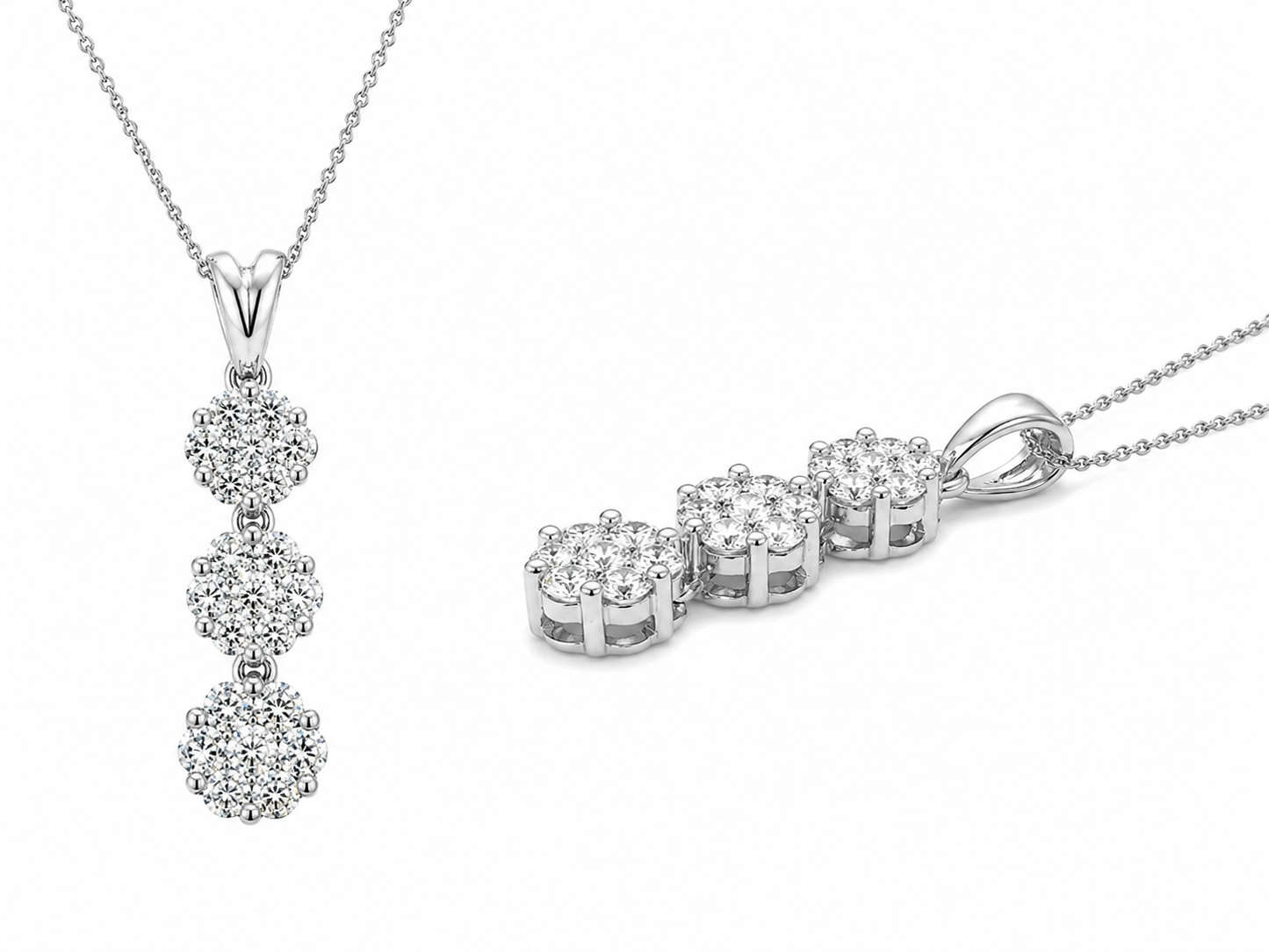Sterling Silver Round Stack Charm/Chain 2.00 ct Lab Grown Diamond