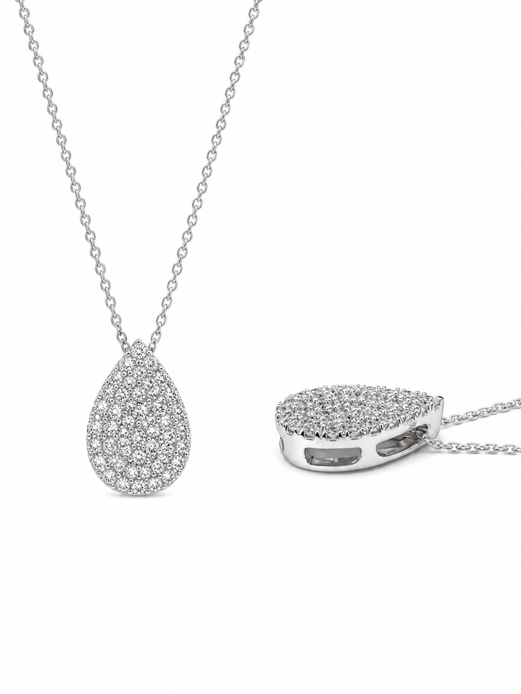 Sterling Silver Pear Charm/Chain 0.50 ct Lab Grown Diamond