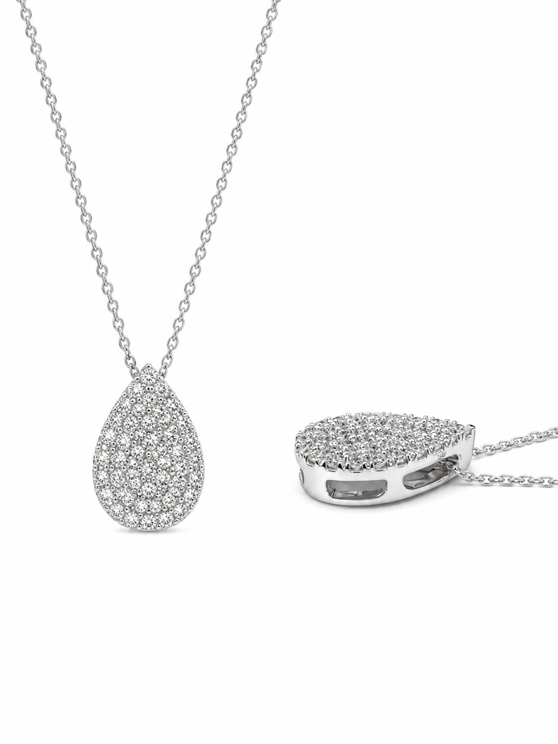 Sterling Silver Pear Charm/Chain 0.50 ct Lab Grown Diamond