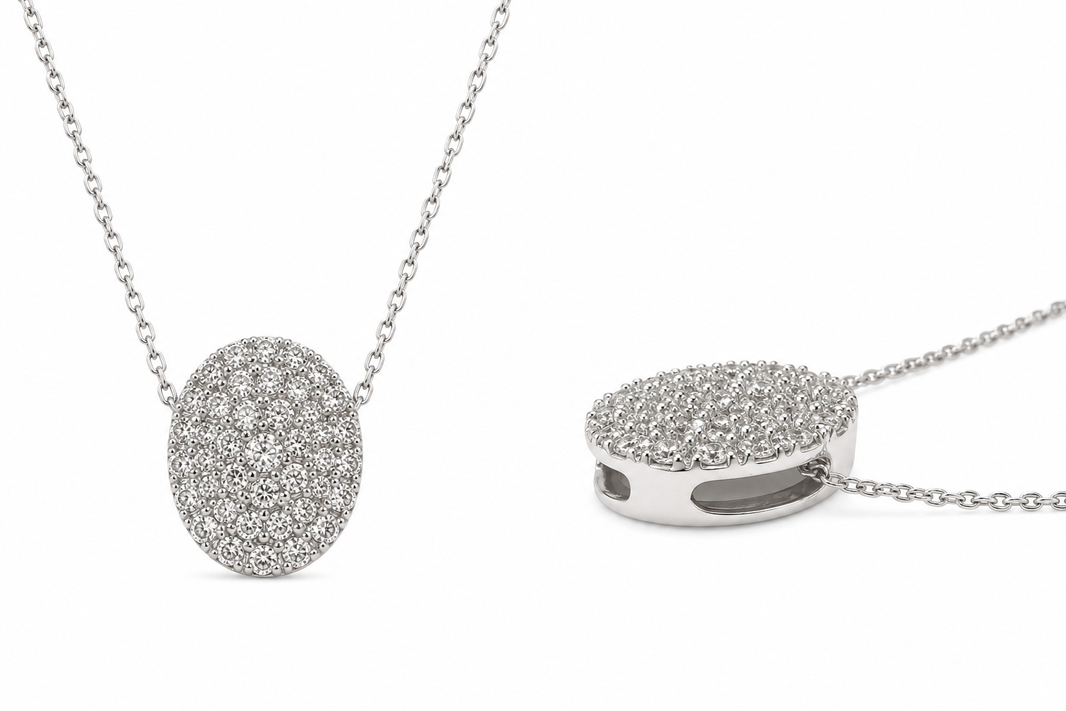 Sterling Silver Oval Charm/Chain 0.50 ct Lab Grown Diamond
