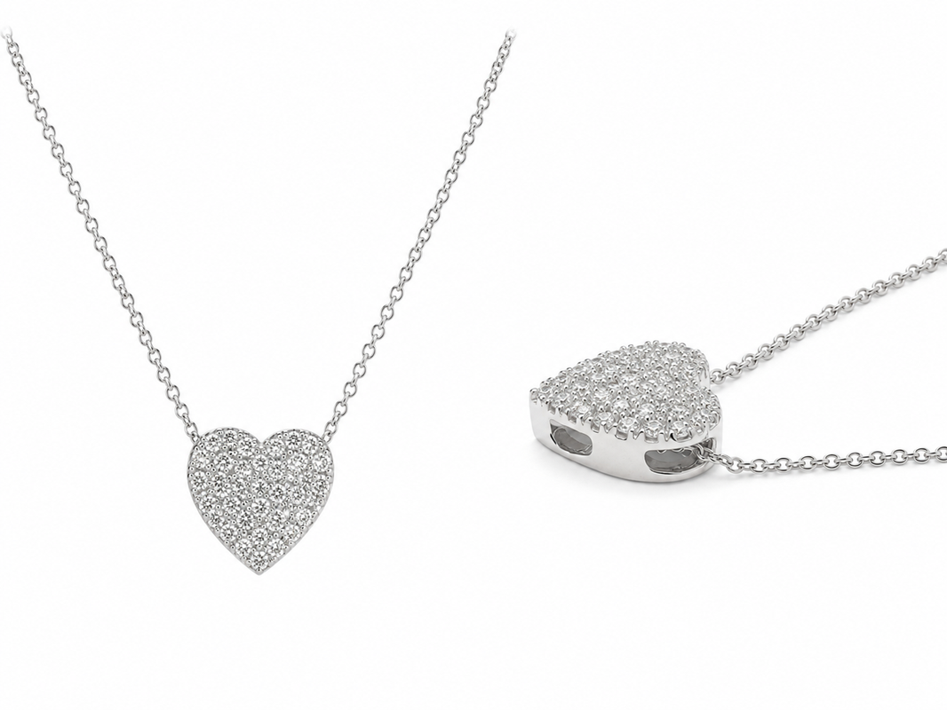 Sterling Silver Heart Charm/Chain 0.50 ct Lab Grown Diamond