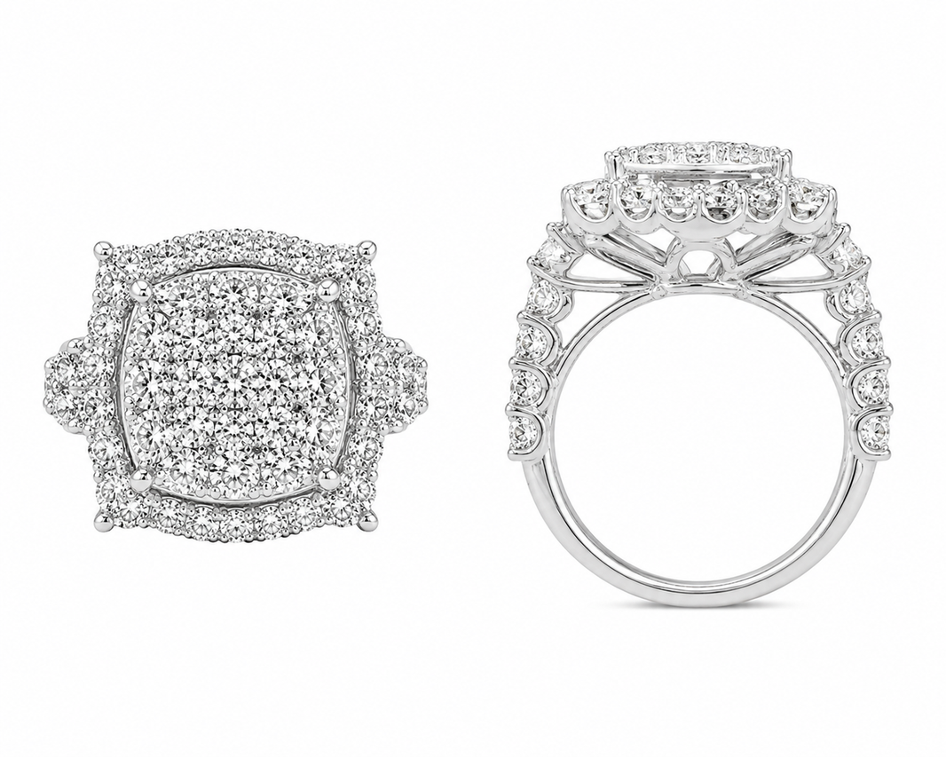Sterling Silver Round Halo Ring 2.00 ct Lab Grown Diamond