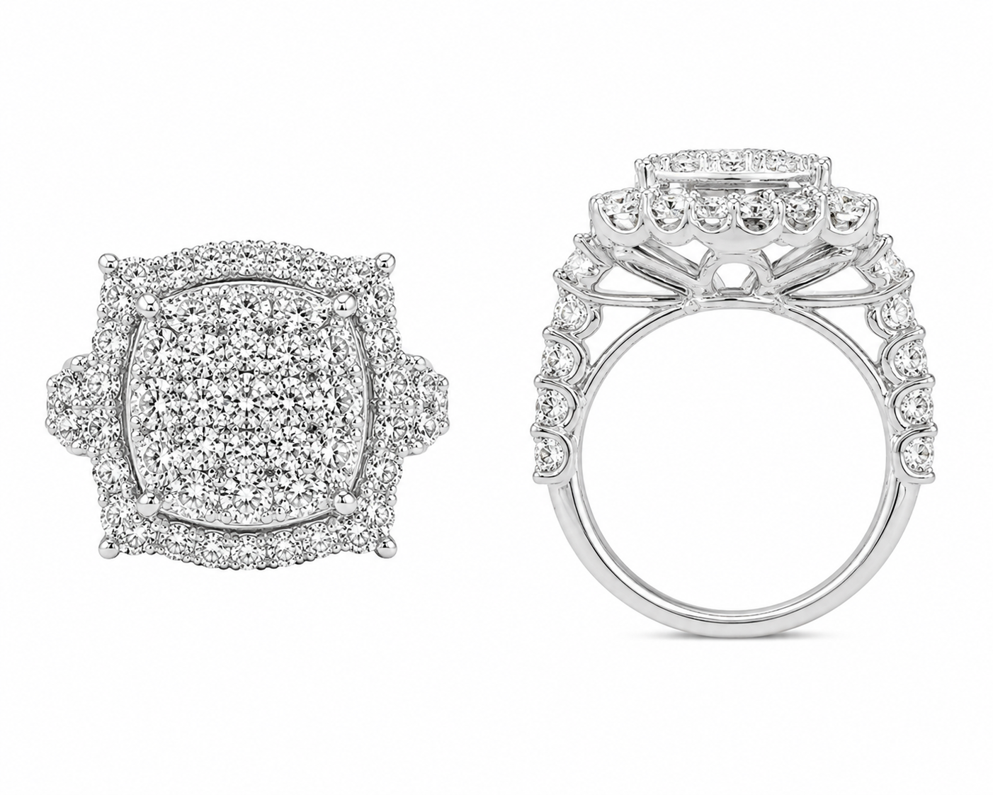 Sterling Silver Round Halo Ring 2.00 ct Lab Grown Diamond