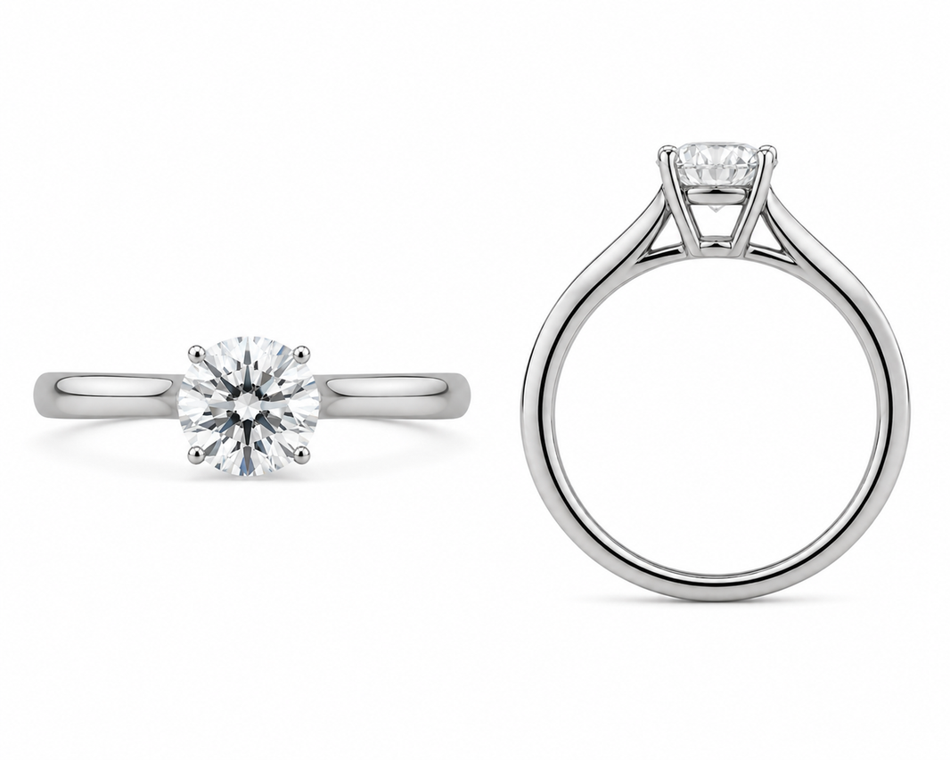 Sterling Silver Princess Cut Solitaire Ring 1.00 ct Lab Grown Diamond