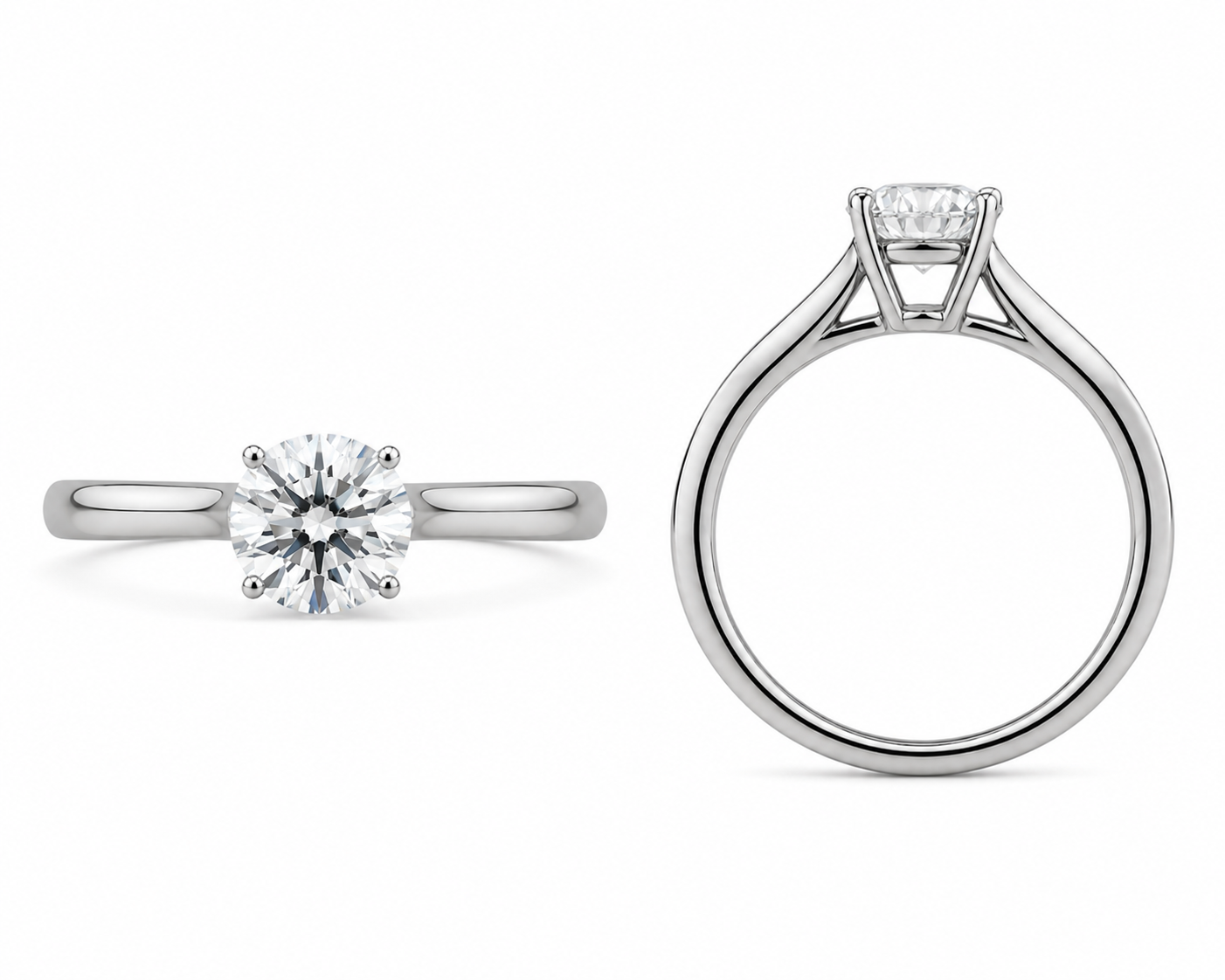 Sterling Silver Princess Cut Solitaire Ring 1.00 ct Lab Grown Diamond