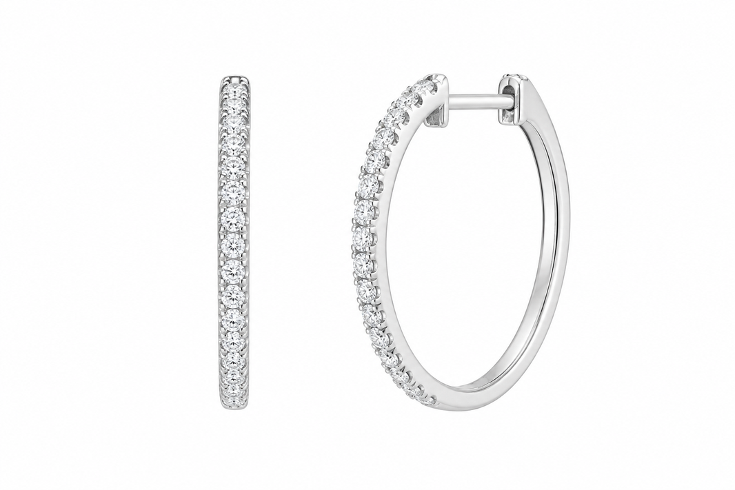 Sterling Silver Hoop Earrings 2.00 ct Lab Grown Diamond
