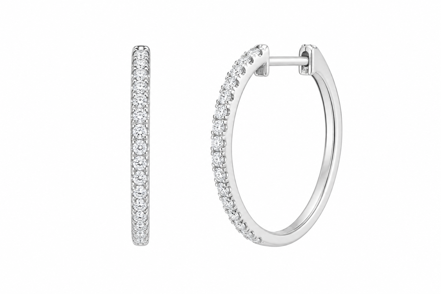 Sterling Silver Hoop Earrings 2.00 ct Lab Grown Diamond