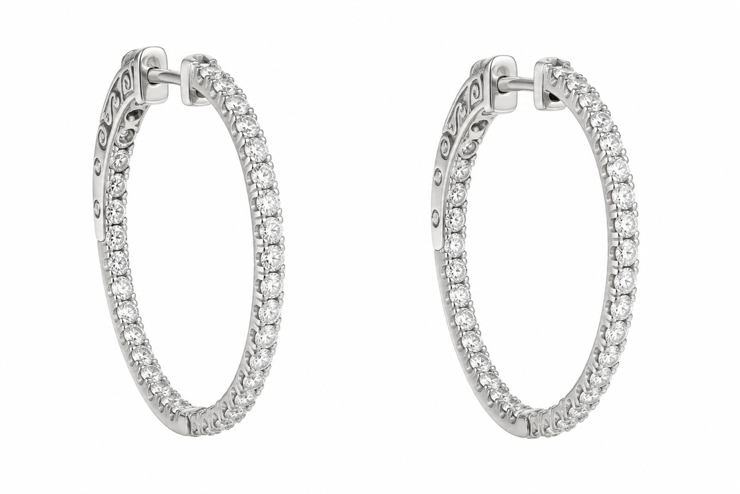 Sterling Silver Hoop Earrings 2.00 ct Lab Grown Diamond