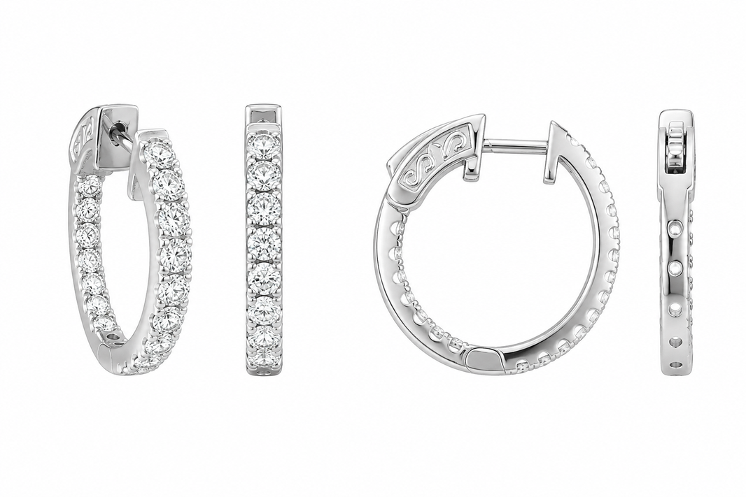 Sterling Silver Hoop Earrings 1.00 ct Lab Grown Diamond
