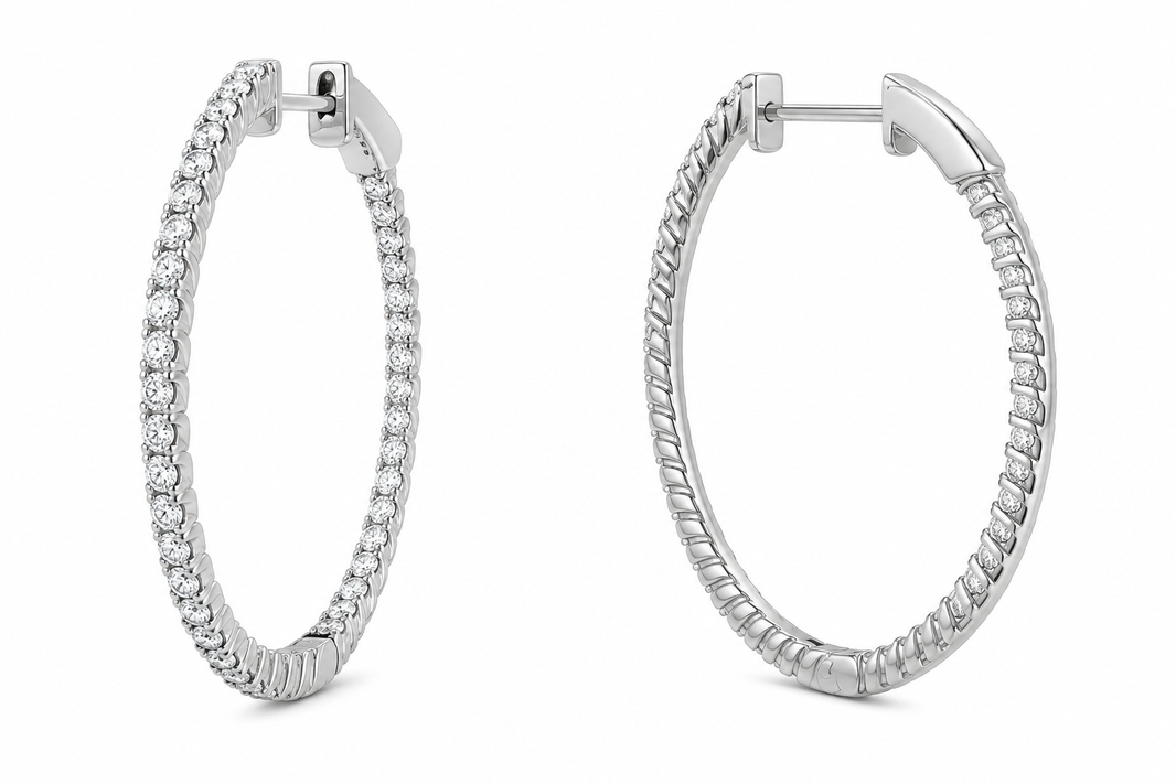 Sterling Silver Hoop Earrings 2.00 ct Lab Grown Diamond