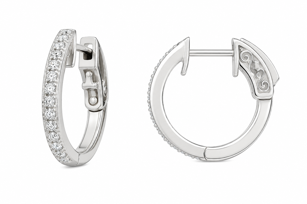 Sterling Silver Huggie Hoop Earrings 0.25 ct Lab Grown Diamond