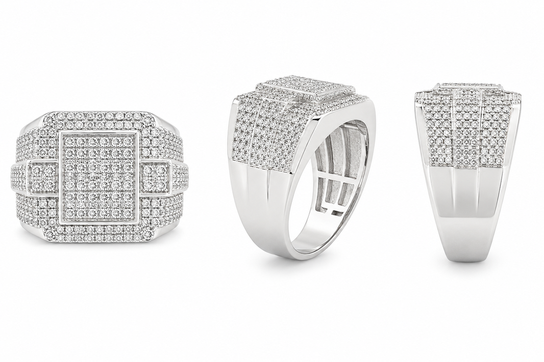 Sterling Silver Men’s Ring 0.35 ct Natural Diamond