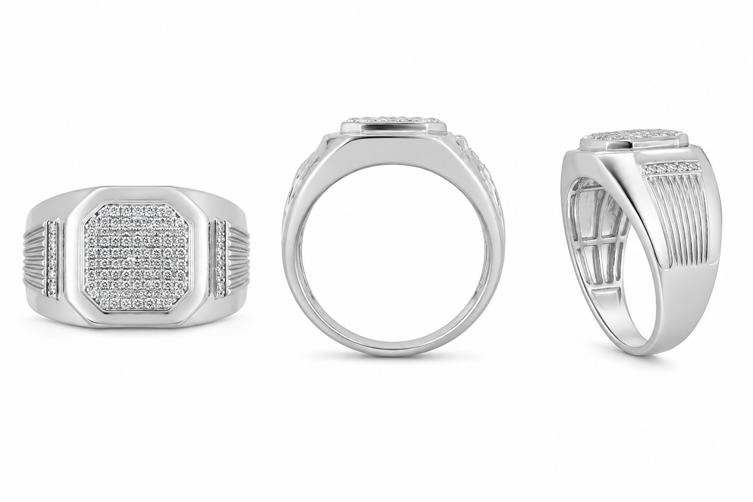 Sterling Silver Ring 0.33 ct Natural Diamond