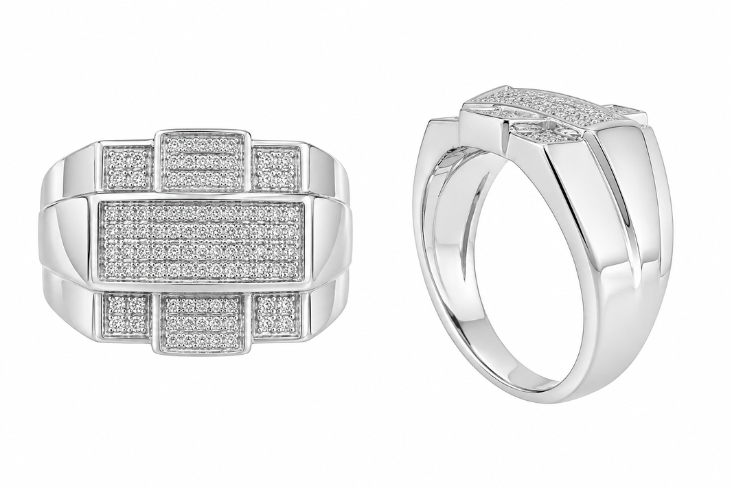 Sterling Silver Men’s Ring 0.15 ct Natural Diamond