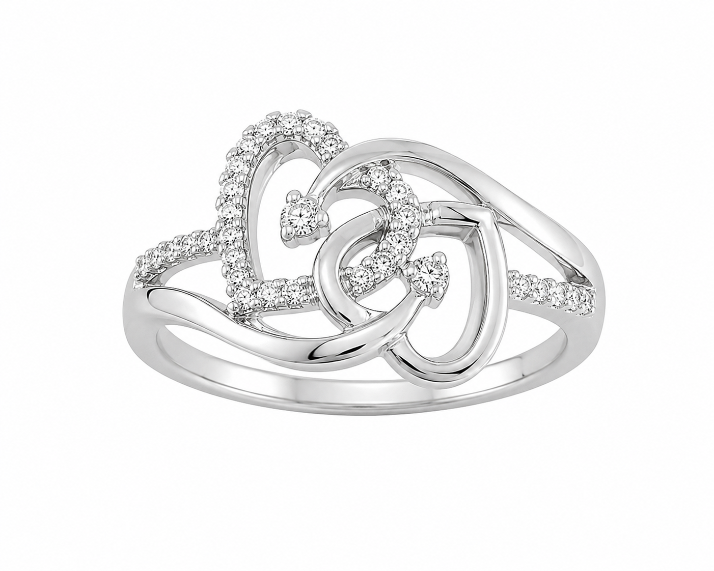 Sterling Silver Heart Ring 0.10 ct Natural Diamond