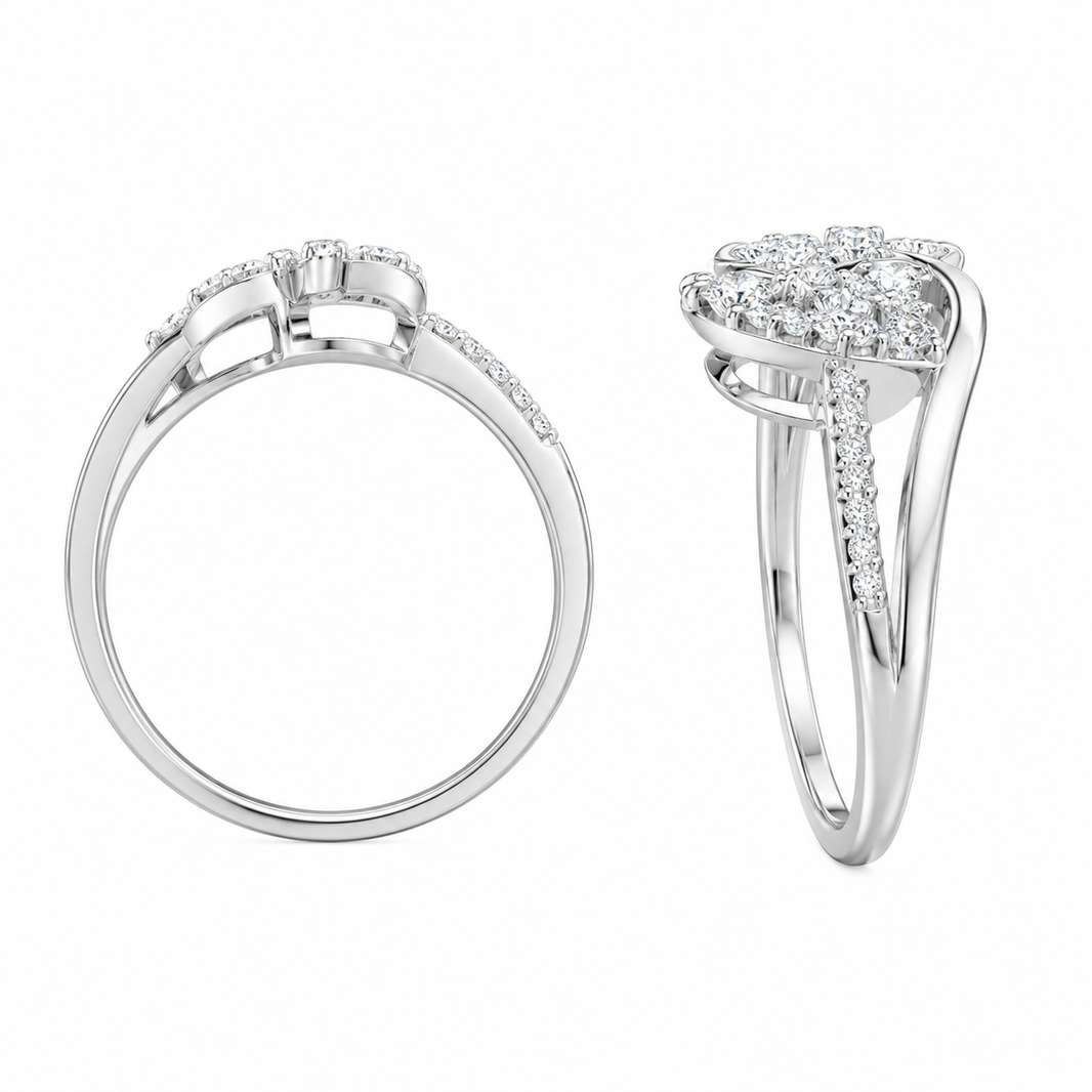 Sterling Silver Heart Ring 0.10 ct Natural Diamond