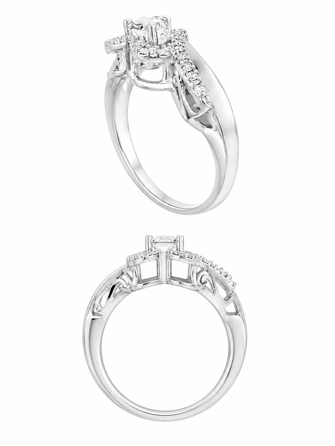 Sterling Silver Heart Ring 0.10 ct Natural Diamond
