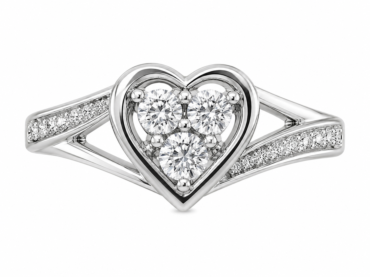 Sterling Silver Heart Ring 0.05 ct Natural Diamond