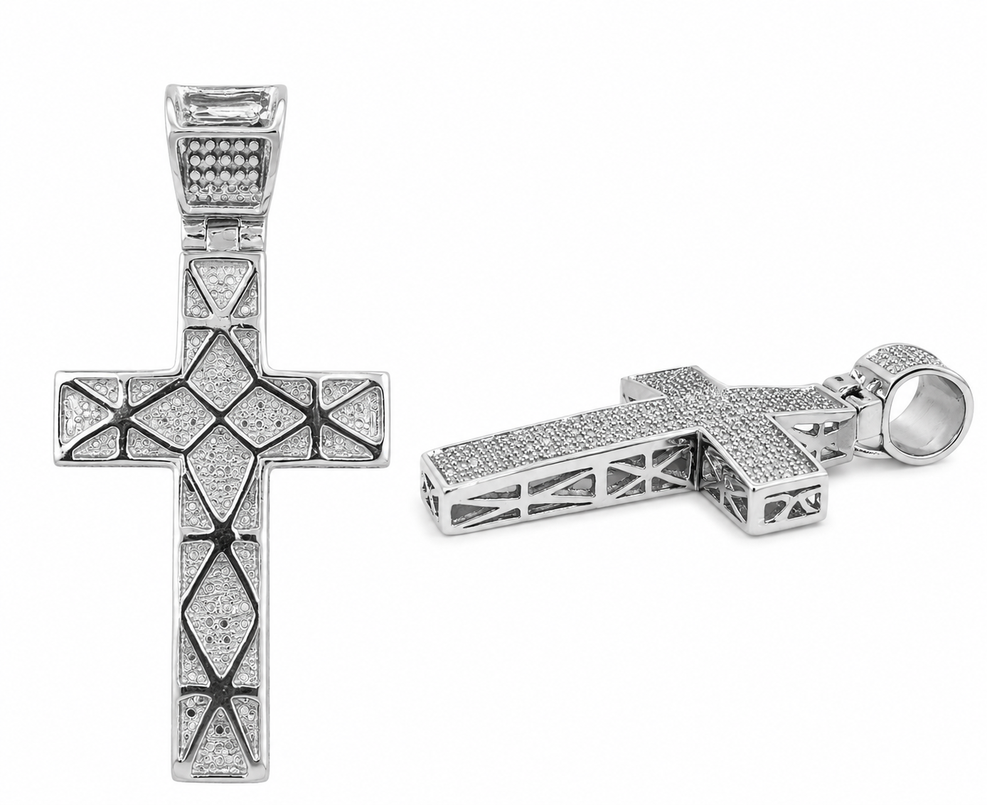 Sterling Silver Cross Charm 0.50 ct Natural Diamond