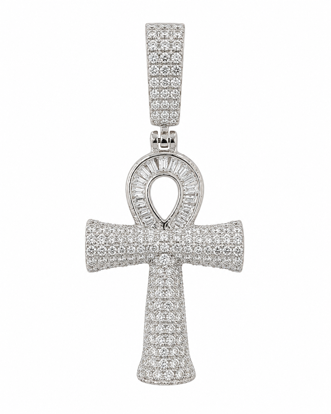 Sterling Silver Ankh Charm 0.75 ct Natural Diamond