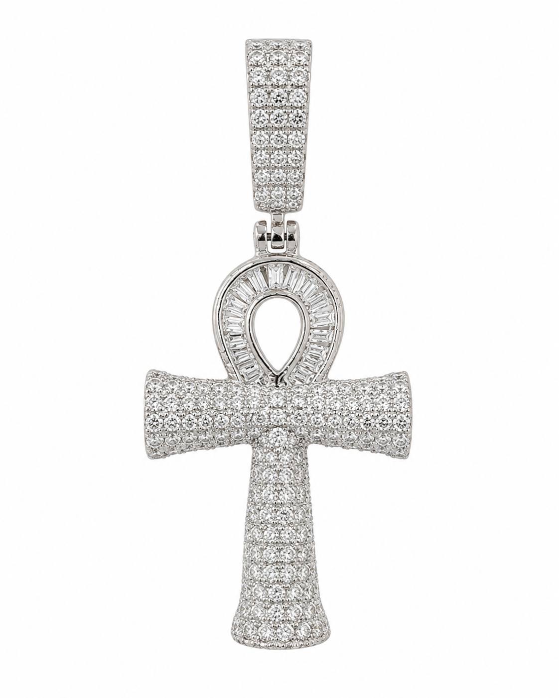 Sterling Silver Ankh Charm 0.75 ct Natural Diamond