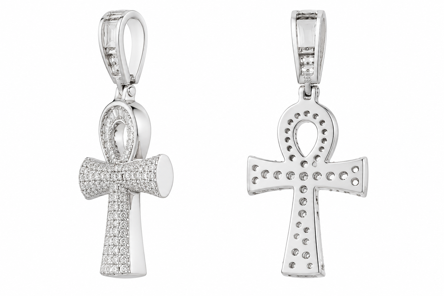 Sterling Silver Ankh Charm 0.75 ct Natural Diamond