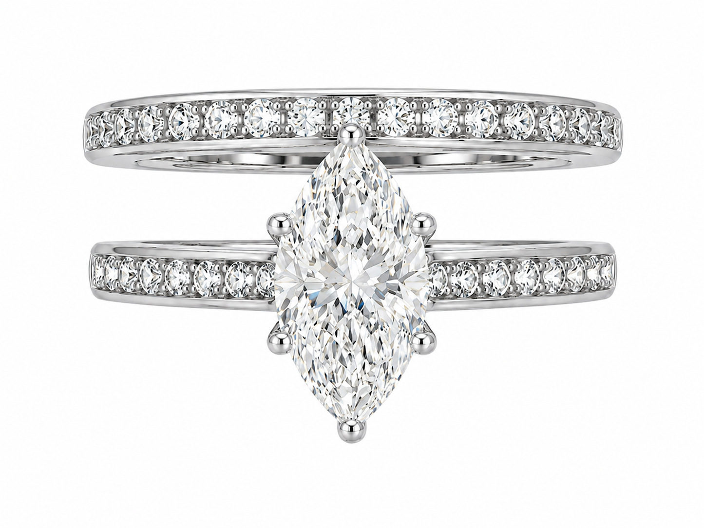 10K White Gold Marquise Wedding Set 1.52 ct Lab Grown Diamond