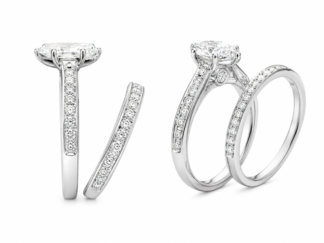 10K White Gold Marquise Wedding Set 1.52 ct Lab Grown Diamond