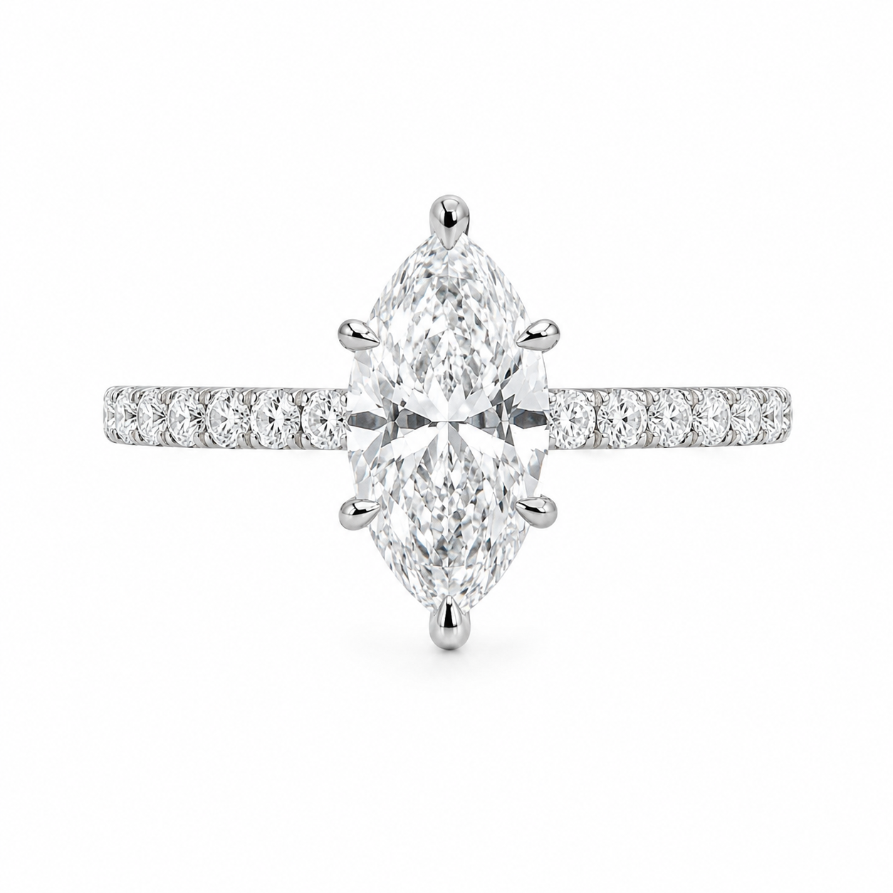 14K Yellow Gold Ring Marquise Cut 1.00 ct Lab Grown Diamond