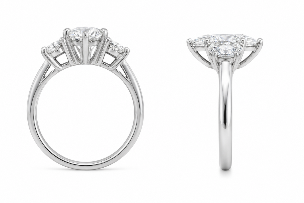 14K White Gold Ring 2.69 ct Marquise Cut Lab Grown Diamond