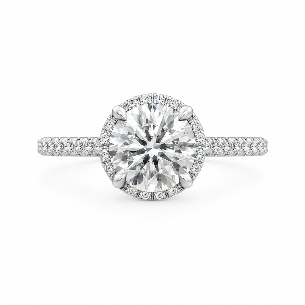 14K Yellow Gold Ring Round 1.25 ct Lab Grown Diamond