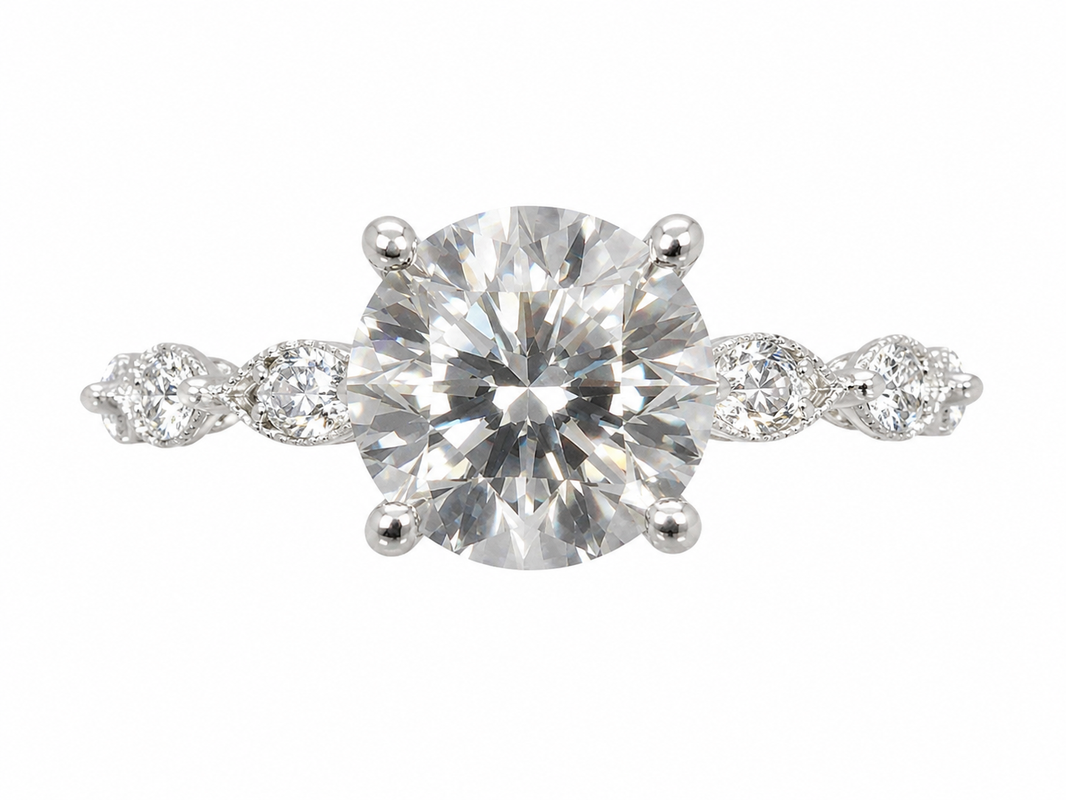 14K Yellow Gold Round Ring 2.83 ct Lab Grown Diamond
