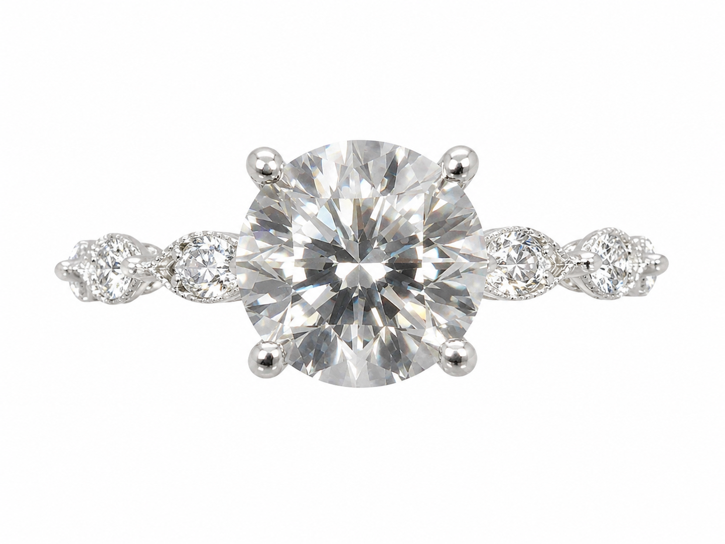 14K Yellow Gold Round Ring 2.83 ct Lab Grown Diamond