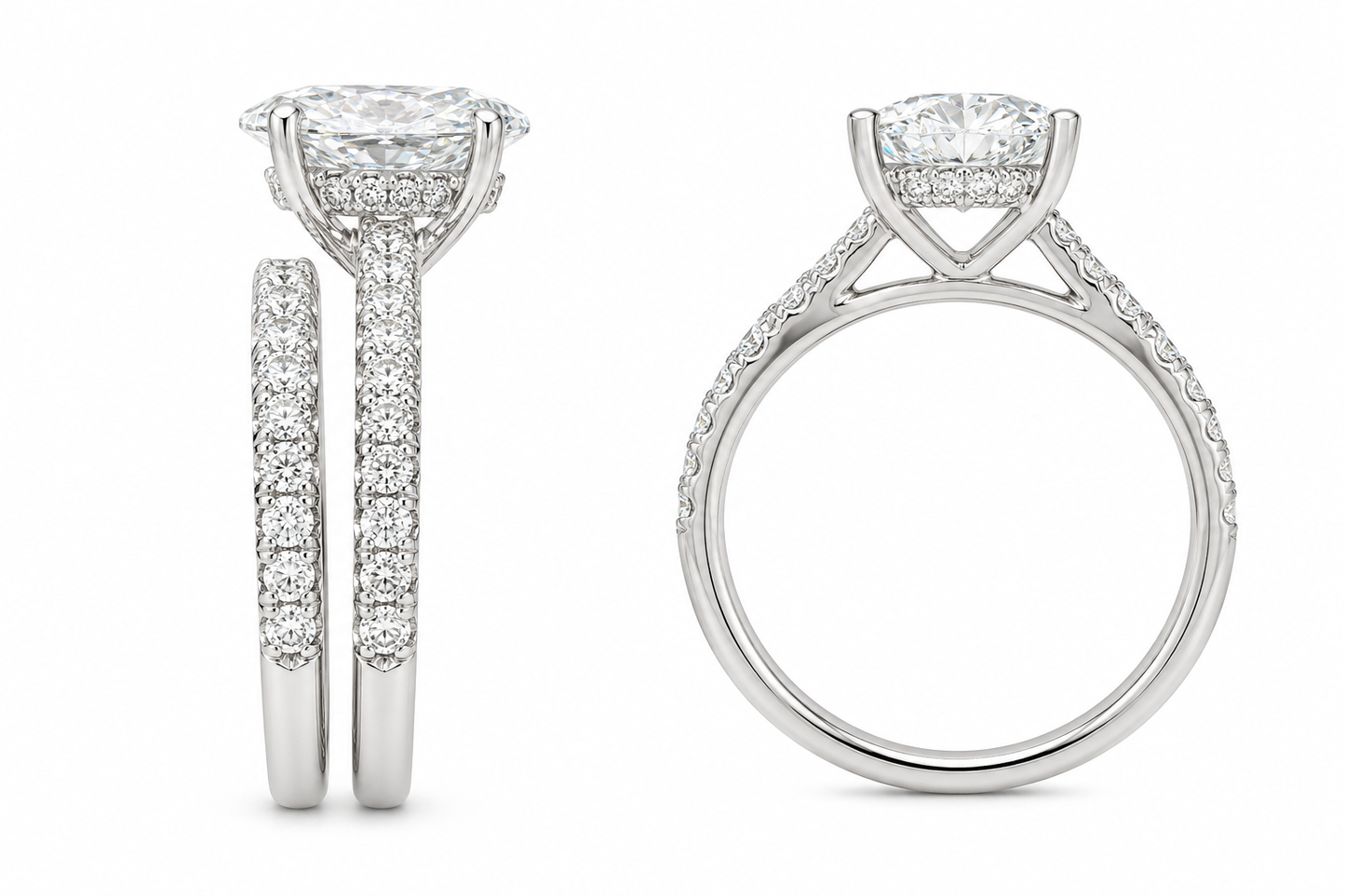 14K White Gold Oval Wedding Set 2.50 ct Lab Grown Diamond