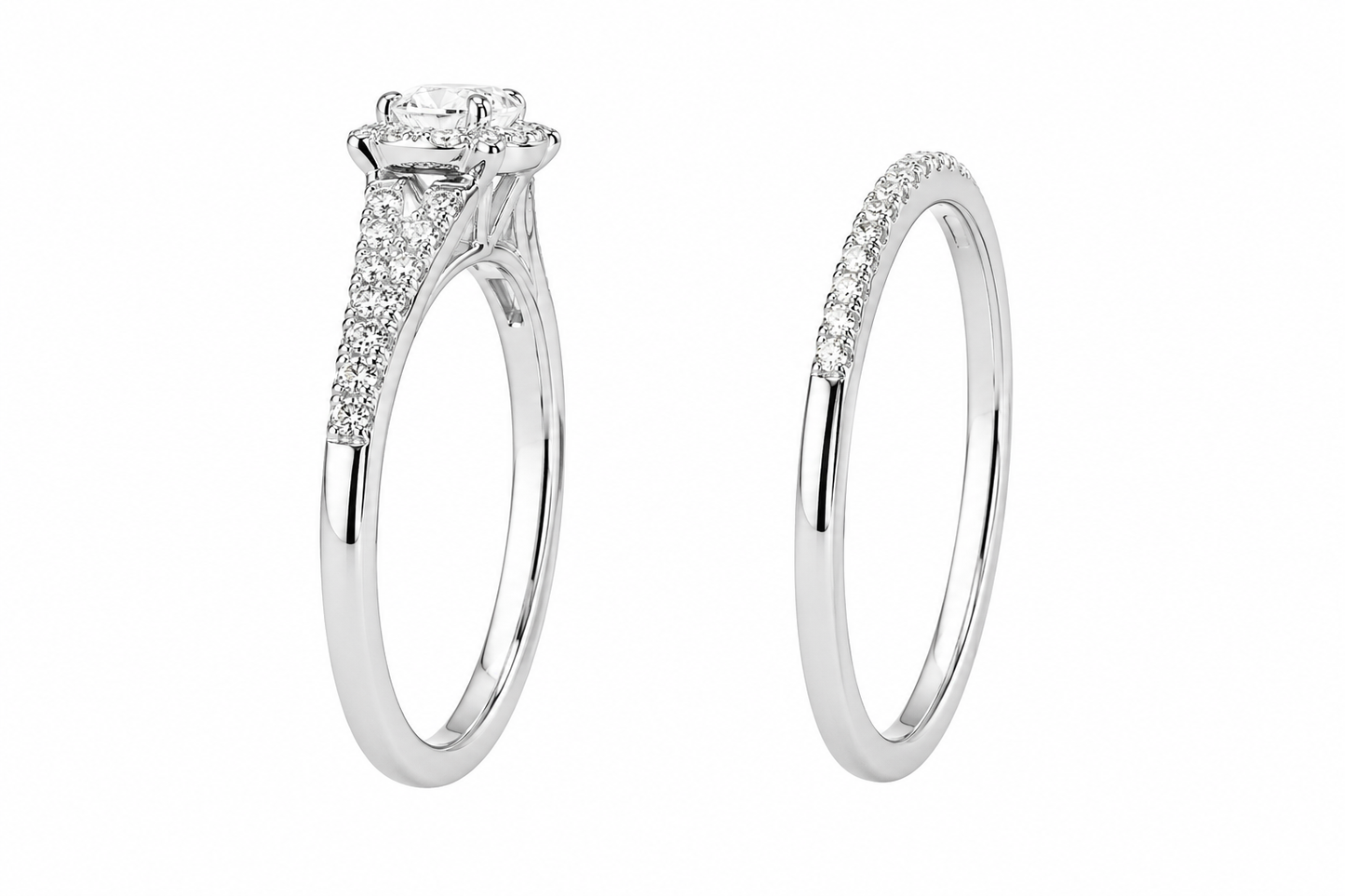 10K White Gold Wedding Set Round 0.38 ct Lab Grown Diamond